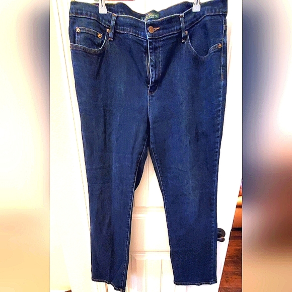 18W LAUREN RALPH LAUREN CLASSIC STRAIGHT WOMENS JEANS DARK WASH - Picture 2 of 6
